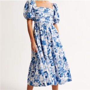 A&F Emerson Poplin blue floral maxi dress